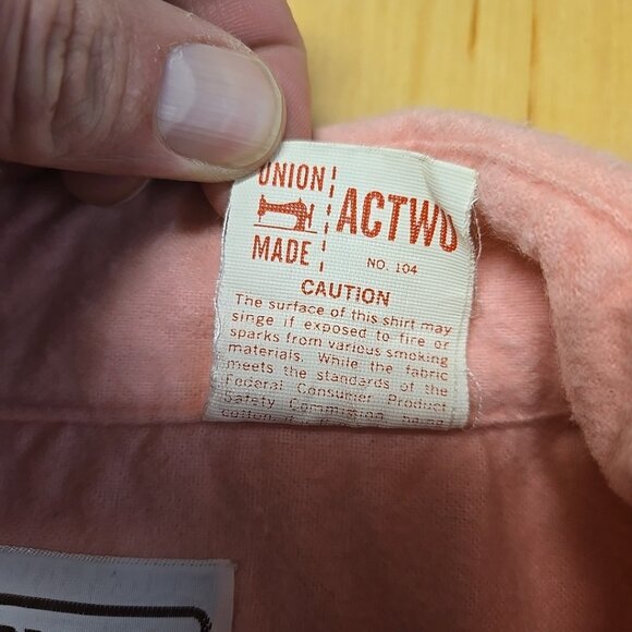 Vintage Five Brother Flannel Shirt Womens Size Large Pink Union Made in USA - Picture 8 of 8